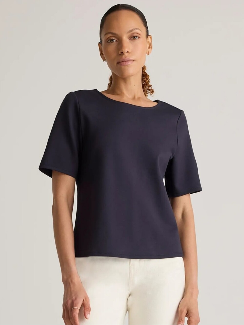 Quince Ultra-Stretch Ponte Short Sleeve Top
